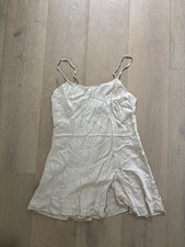 Victoria s Secret Beige Solid Satin Full Slip, Size M Regular, Adjustable Straps