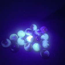 Vintage JABO Charcoal Lavender Marbles 8pc LOT Uranium Burmese glass 3/4 Shooter