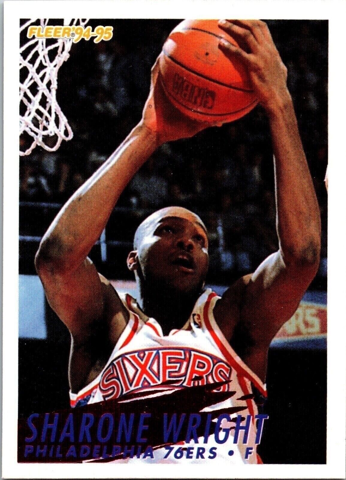 1995 Sharone Wright 4 Sixers 347 Fleer Basketball Sports Trading Card