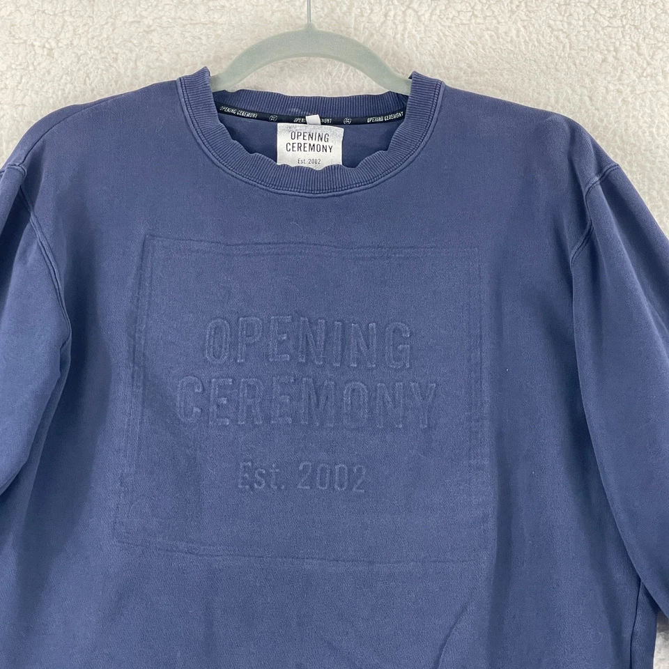 Suéter tejido Ceremonia de Apertura en Relieve para Mujer Azul Medio Manga Larga Cuello Redondo Foto 3 de 4