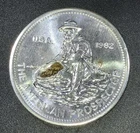1982 Engelhard 1oz Silver American Prospector With GOLD NUGGETS 1 Toner Spots