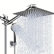 Rainfall Dual Shower Head Handheld Sprayer Combo High Pressure W/ Adjustable Arm