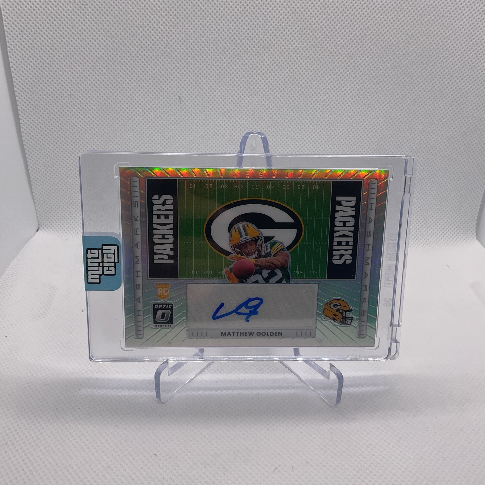 2025 Donruss Optic Matthew Golden Hashmarks Rookie Silver Auto #HM-MG Packers