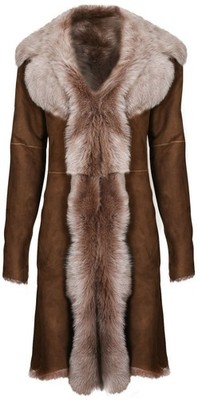 Women's Sheepskin Coat Suede Toscana Leather Shearling Trench Jacket