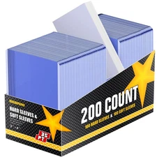 200 Count Card Sleeves Top Loaders for Cards, Hard Plastic Toploaders, Sports...