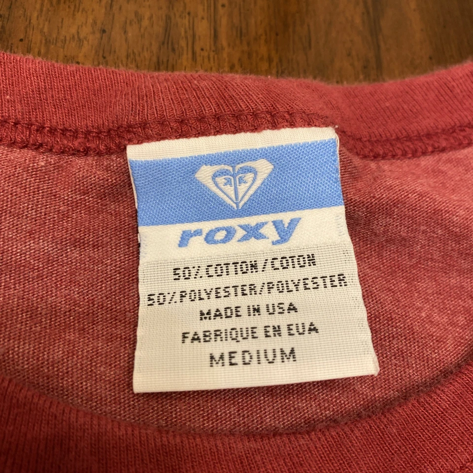 Vintage 90s Women's Roxy Surf Y2K Skate Shirt M Baby T Floral Ringer USA Made - Image 2 of 4