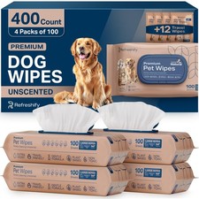 Dog Wipes for Paws and Butt - Plant Based Unscented Pack of 400 - Pet Wipes...