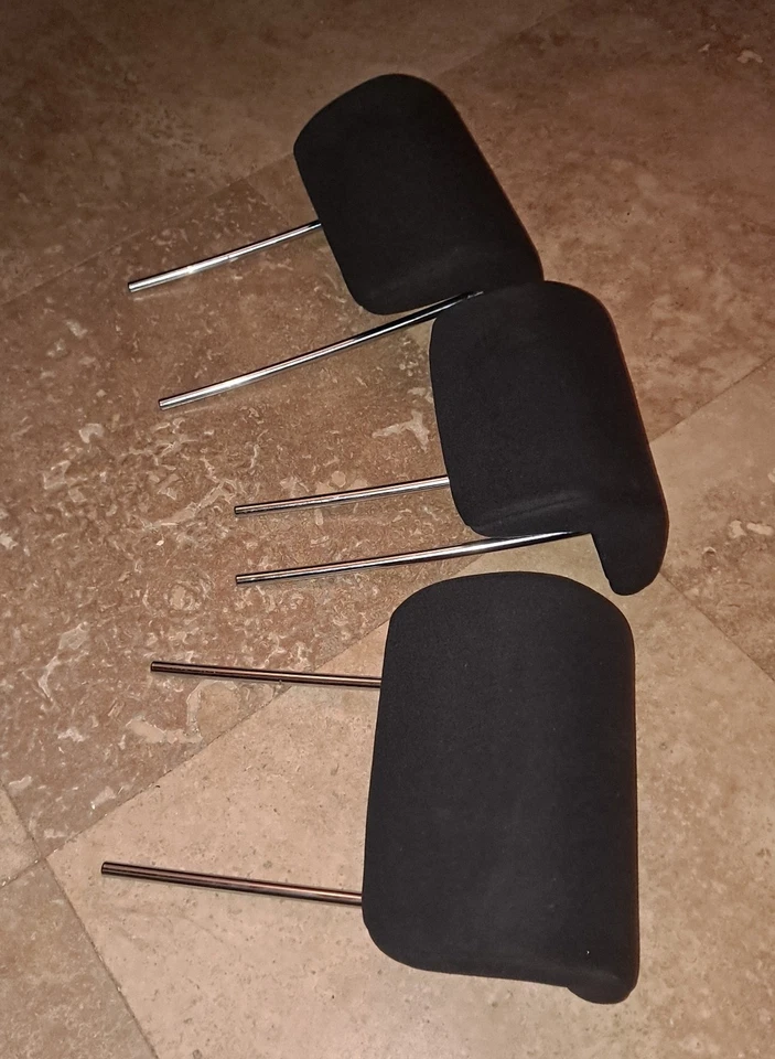  2009 2010 2011 Honda Fit Rear Head Rest Solid Black Soft Cloth Set of 3  - Image 4 of 4