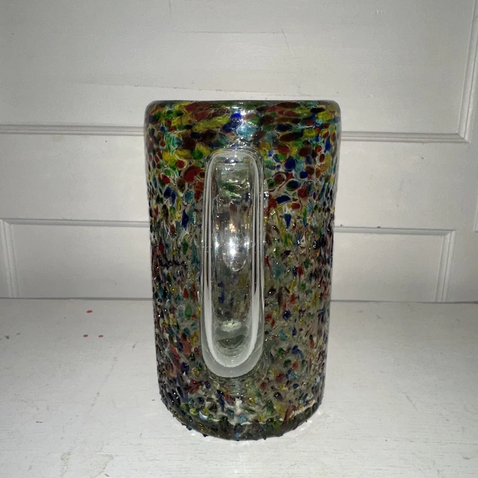 JARRA DE VIDRIO CONFETI MEXICANO CON GUIJARROS DE COLORES SOPLADA A MANO GRANDE Foto 4 de 4