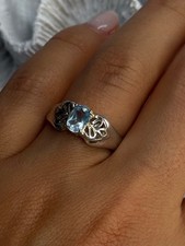 925 Sterling Silver Blue Topaz Ring Size 8