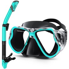 Greatever Dry Snorkel Set,Panoramic Wide View AntiFog Scuba Diving Mask,Profe...