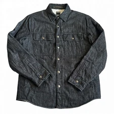 Todd Snyder Men's Black Denim Sherpa Lined Basecamp Shirt Jacket Sz M Shacket