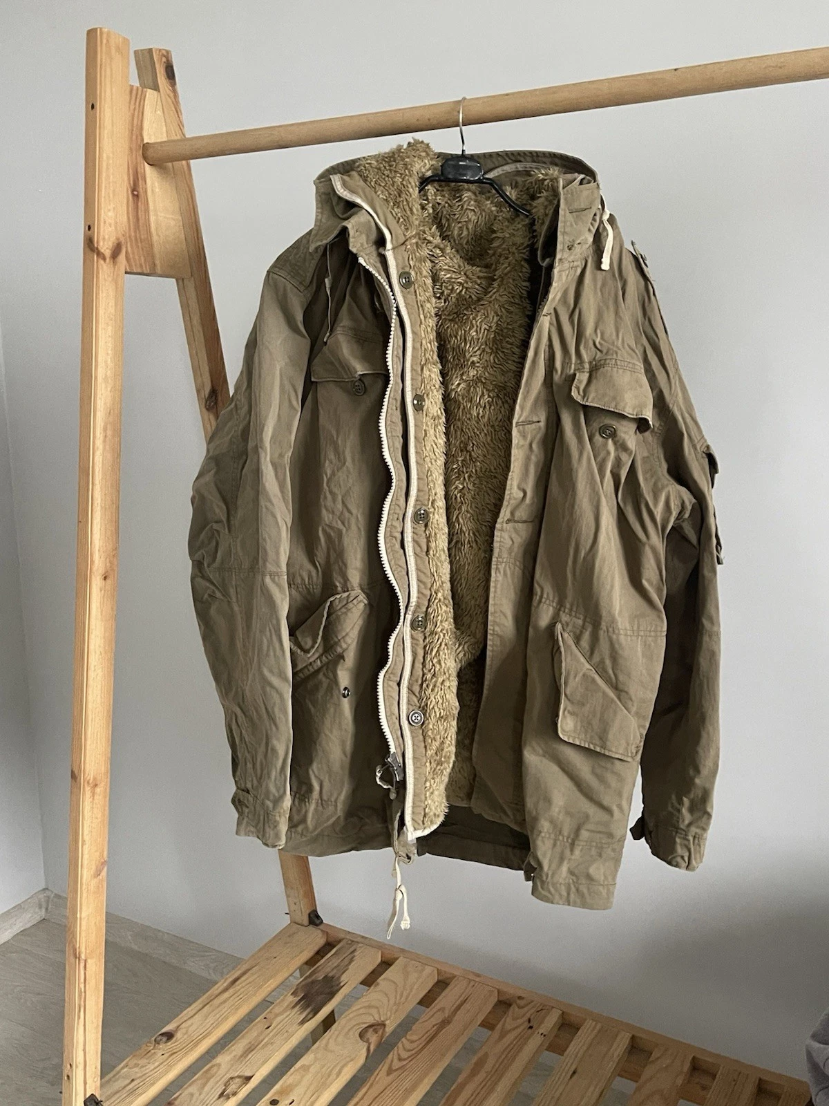 Vintage 00's GAP Fishtail Fur Lined Warm Military Men's Parka Jacket Coat Size L