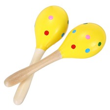 2 Pcs Wooden Maracas, 7.9 Inch Hand Maracas for Beginners, Yellow