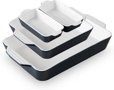 Ceramic Bakeware Set of 4, Casserole Dishes for Oven, Rectangular Baking Dish 