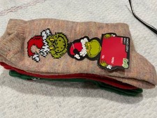 Dr. Seuss THE GRINCH Christmas Holiday 3 Pairs of Socks Sock Size 9-11 NEW NIP