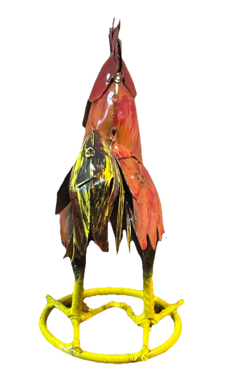 Enamel Tin Vintage-Like Rooster 7.5”H (JC)