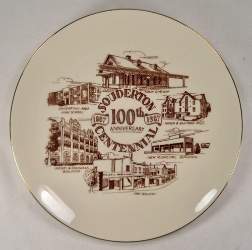 Souderton Centennial 100th Anniversary 1987 Decorative Plate Pennsylvania PA (O) - Picture 2 of 4