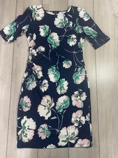 Womens Phase Eight Dress Size 12 in Blue Floral Ruched Work Party Wedding Summer