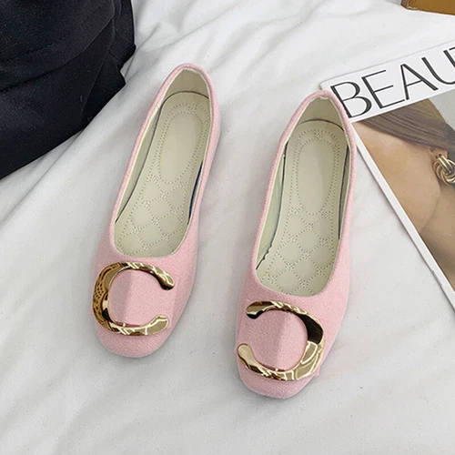 Women Flats Slip On Flat Shoes Formal Ladies Square Toe Classic Pumps Buckle - Bild 91 von 113