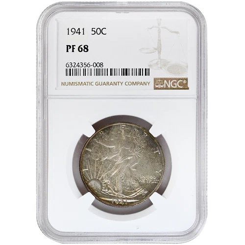 1941 50C Walking Liberty Half Dollar, NGC PF68 Rare Coin