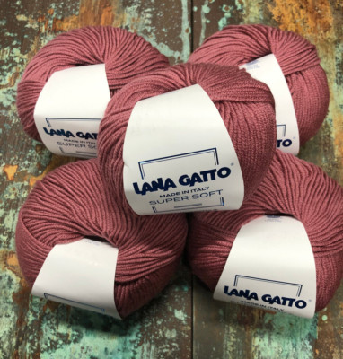 Lot of 5 Lana Gatto Rose Super Soft Merino Wool Yarn 50g/125m Each #14445