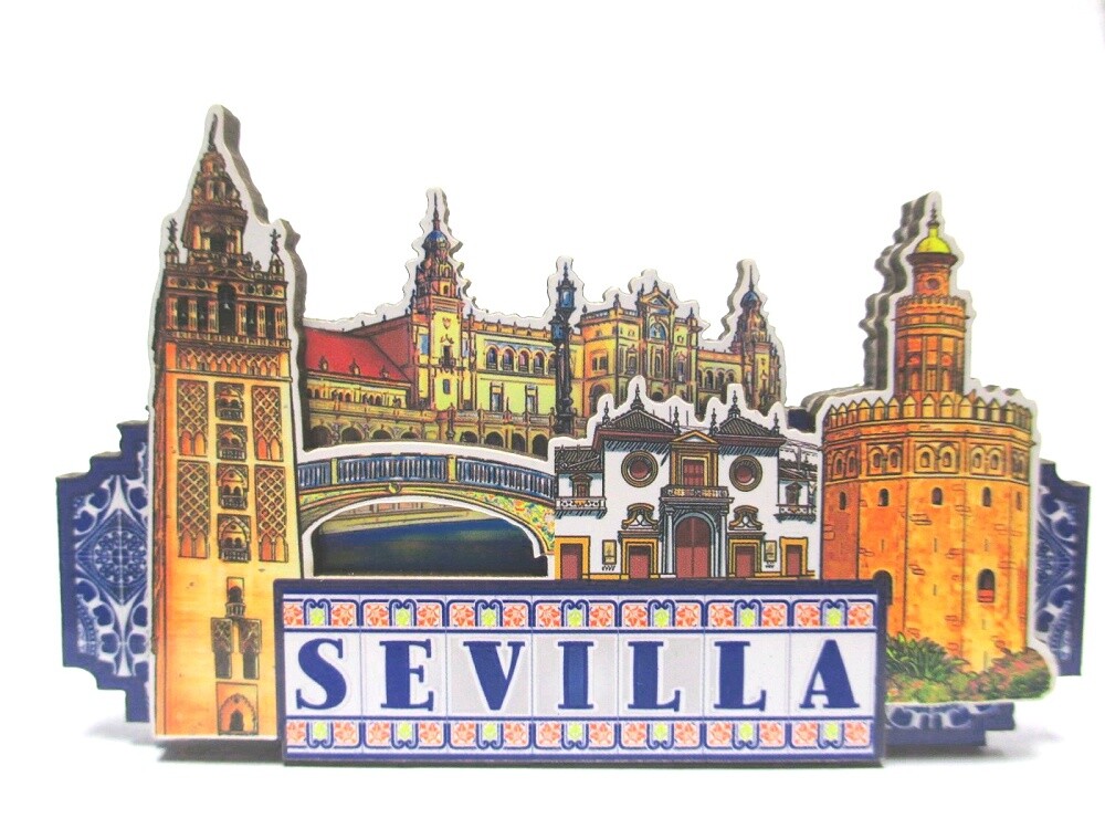 Seville Andalusia Wooden Magnet Spain 11cm Souvenir Spain Fridge