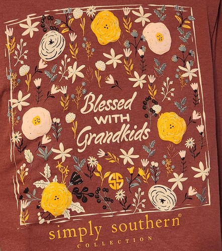 Simply Southern Long Sleeve T Shirt Womens S Blessed With Grandkids Graphic Tee