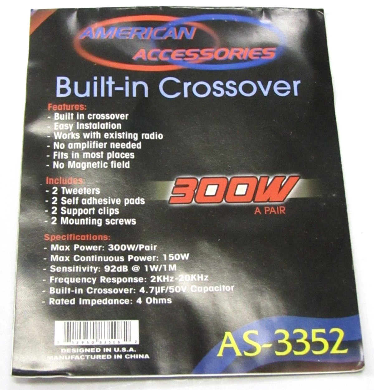 Car Tweetwers Audio Speakers 1.5" Pair Built-In Crossover 300W Radio stereo Kit