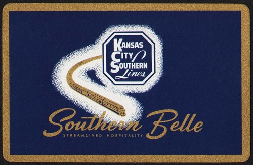 Vintage single playing card KANSAS CITY SOUTHERN LINES train pic Southern Belle