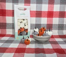 Thanksgiving Decor Velvet Pumpkins Bowl Filler Tabletop 24 Piece NEW