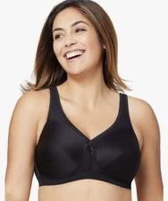 Glamorise Women's MagicLift Active Support Bra Wirefree 1005  Black