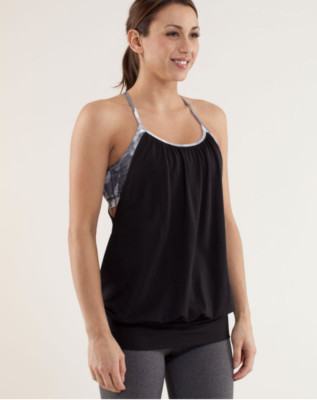 Lululemon No Limits Tank Black / White Coal Tinted Canvas Super Size 6, NWT 