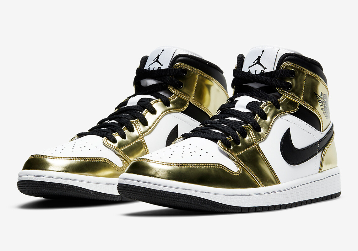 靴 Nike Air Jordan 1 High White Gold Air Jordan 1 Size 10.5 Mid SE White Metallic Gold DC1419-700 Nike