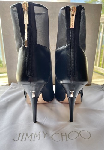 JIMMY CHOO Sioux 100 Mesh-Paneled Black Leather Point-Toe Stiletto Boot 40 $1295 - Picture 9 of 24