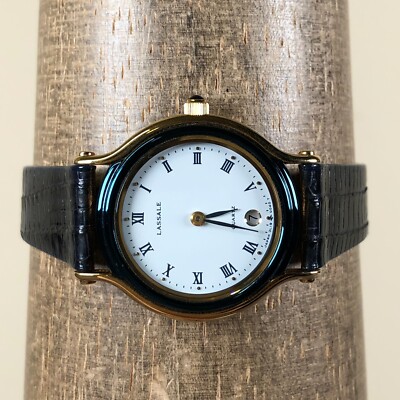 Vintage Seiko Lassale Women 3L19-0039 Dress Date Leather Quartz