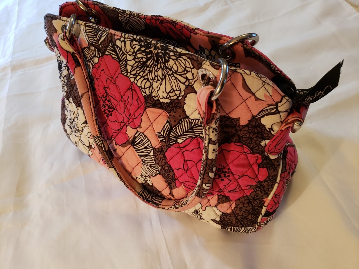 Vera Bradley Mocha Rouge Purse Brown Pink White Floral Handbag