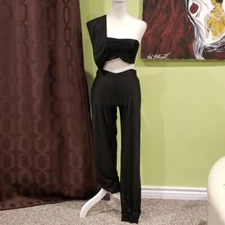 Two Piece One Shoulder Strap Jumpsuit With Strapless Bandeau Crop Top