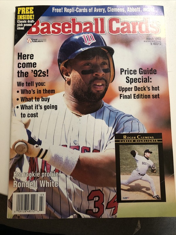Baseball Cards magazine March 1992  Kirby Puckett - all cards intact