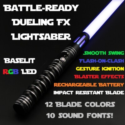 Lightsaber FX Battle-Ready Dueling Saber Black Handle Smooth Swing 12  Colors | eBay