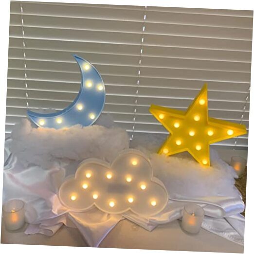 Stars, Moon and Clouds Logo Night Light, Cute Baby Room Color combination