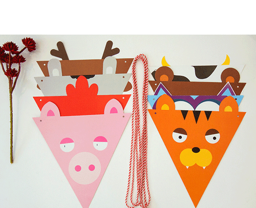 Xmas Jungle Animals Paper Garland Bunting Banner Celebration Party Decoration - Picture 2 of 8