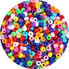 Pony Beads 9mm x 6mm, Multi-Colored Bracelet Beads for Hair Braids, Medium 1000