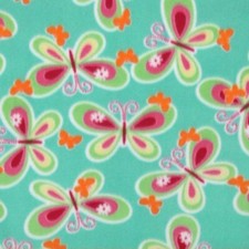 Green Butterflies Print Fleece Fabric - 60" Wide - Sold by The Yard Bolt