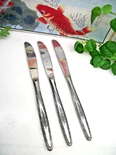 3  T T & N Stylecraft SYF2 BLACK ROSE Stainless Steel 8 3/8 Dinner Knives  JAPAN