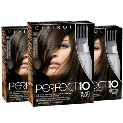 3-Pack New Clairol Nice'n Easy Perfect 10 Permanent Hair Dye 5A Medium Ash Brown