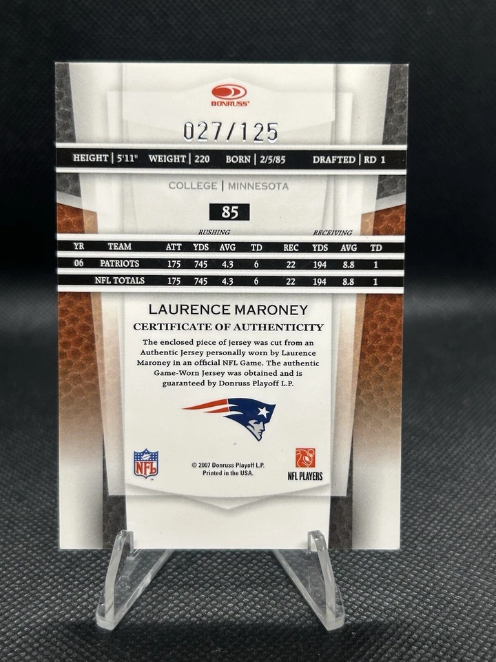 2007 Leaf Certified Materials Mirror Red Materials /125 Laurence Maroney #85 - Image 3 of 3