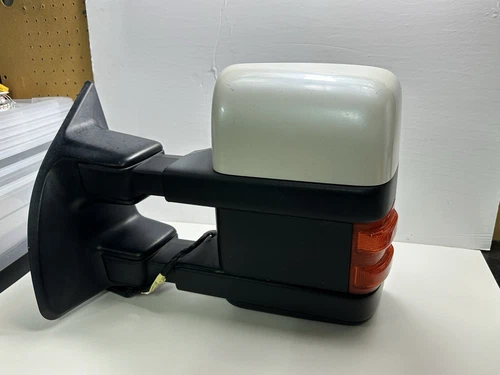 2009-2012 FORD F350 WHITE & BLACK LEFT DRIVER SIDE MIRROR W/TURN SIGNAL OEM M777
