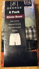 New 12 Pairs Mens Woven Boxer Shorts 2-6 Pack George Size 2XL 44-46-F