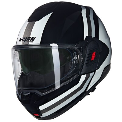 Nolan N120-1 N-Com Lineo 348 Motorcycle Helmet (Black/White/Silver) Size: S (55)